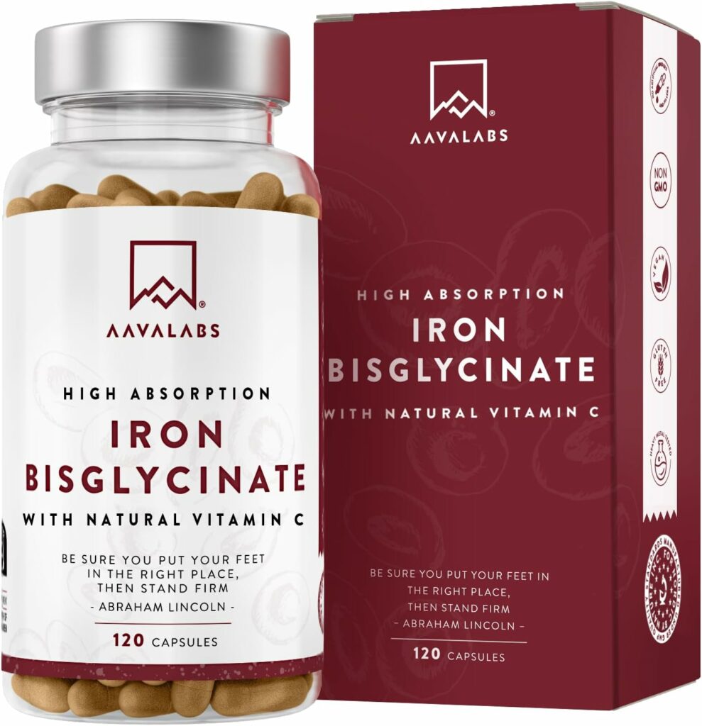Hierro Suplemento con Vitamina C natural – Bisglicinato de Hierro - Comprimidos de Hierro Veganos