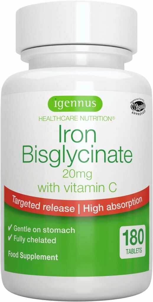 Suplemento de Hierro Bisglicinato de 20 mg con Vitamina C