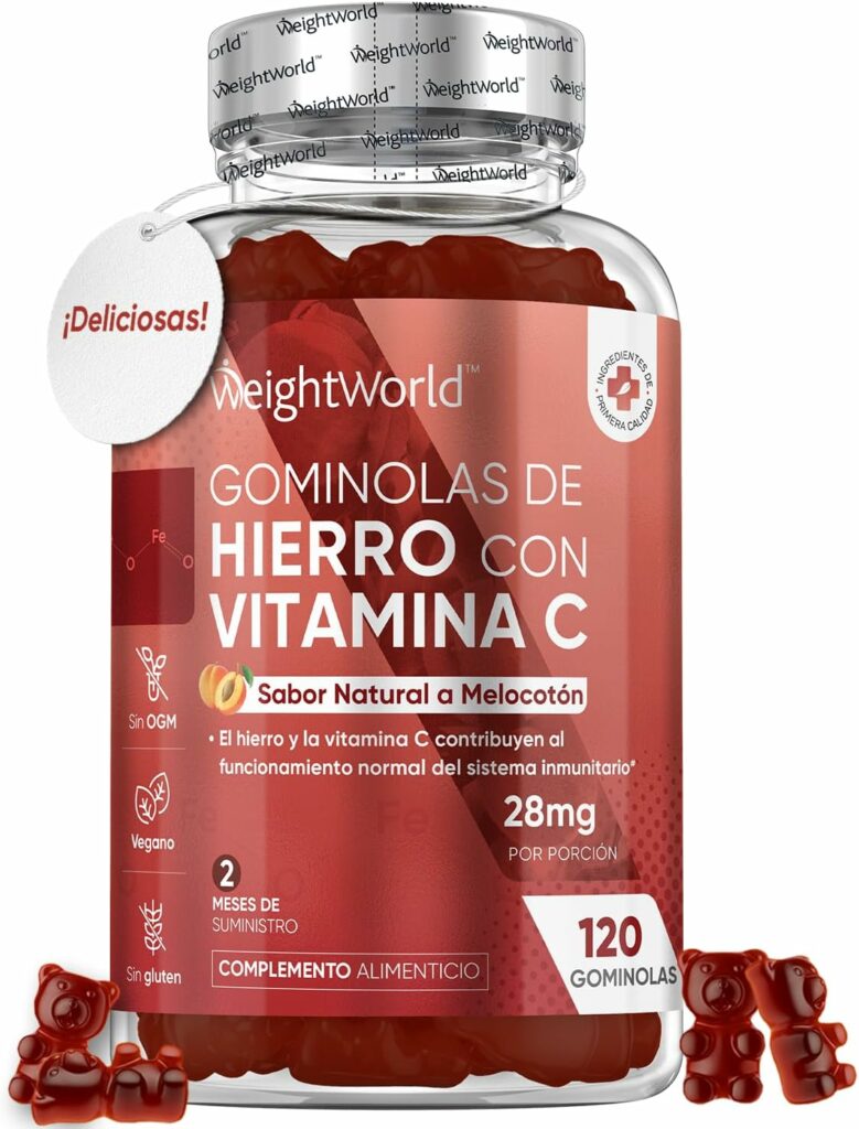 Suplemento de Hierro con Vitamina C, 28mg y 10mg Sabor a Melocotón